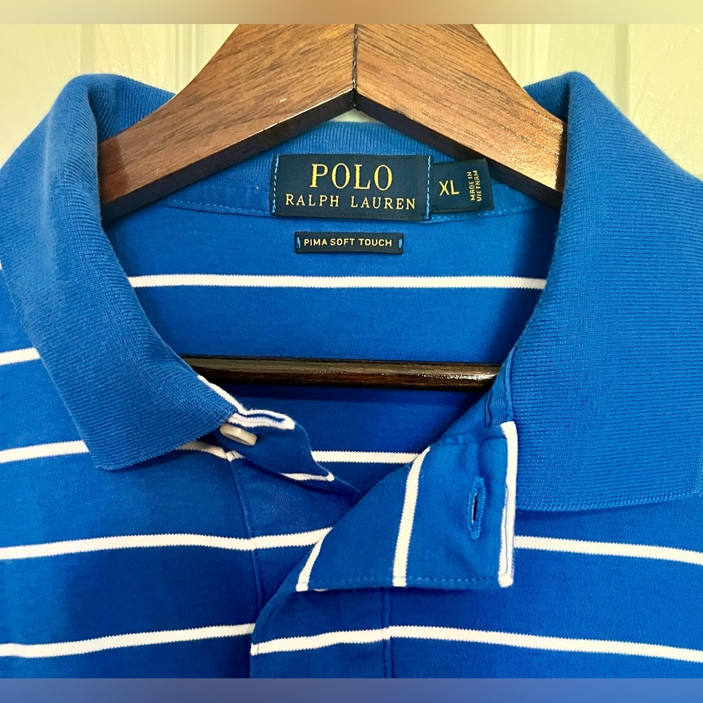 Ralph Lauren Blue and White Striped Polo‎ Shirt - Picture 2 of 6